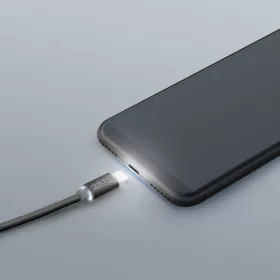   DeLight lightning iPhone adatkábel LED fénnyel - fekete (55442I-BK)