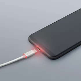   DeLight microUSB adatkábel LED fénnyel - ezüst (55442M-WH)