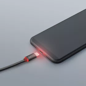   DeLight microUSB adatkábel LED fénnyel - fekete (55442M-BK)