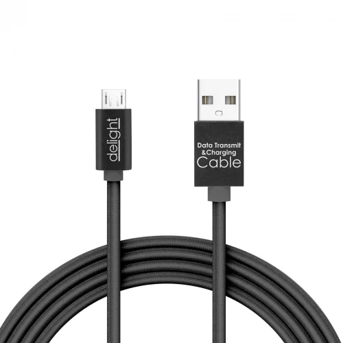 DeLight microUSB adatkábel LED fénnyel - fekete (55442M-BK)