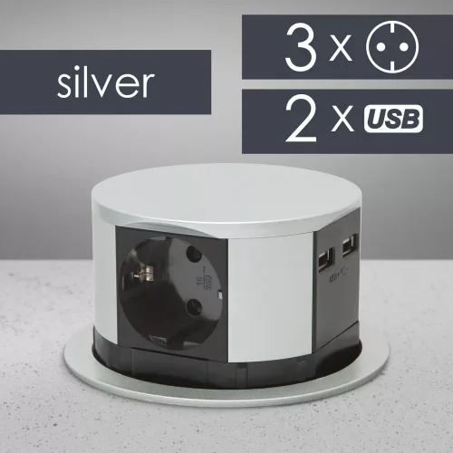 DeLight süllyeszthető 3-as elosztó és USB (20433)