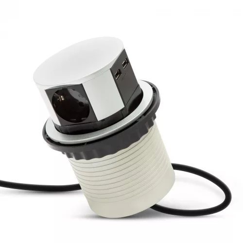 DeLight süllyeszthető 3-as elosztó és USB (20433)