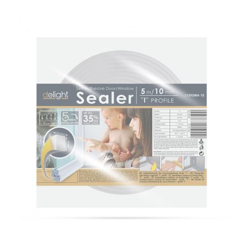 Delight Öntapadós ajtó- ablakszigetelő habszalag - 5 m - fehér 10 mm (11595WH-10)