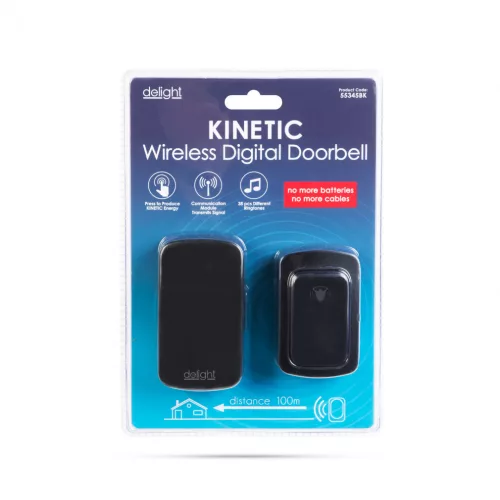 Delight Digitális elem- és vezeték nélküli csengő - Kinetic (55345BK)