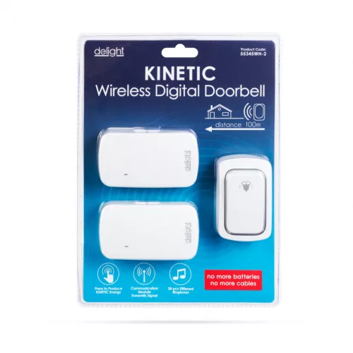 Delight Digitális elem- és vezeték nélküli csengő - Kinetic  (55345WH-2)