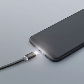   Delight gubancolódás mentes USB Type-C adatkábel - fekete - 1m (55442C-BK)