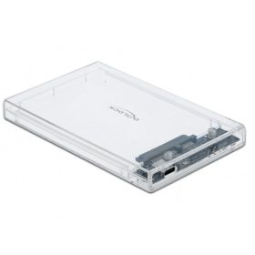   Delock Delock 42621 Külső ház 2.5” SATA HDD / SSD-hez USB-C anya csatlakozóval átlátszó - eszközmentes