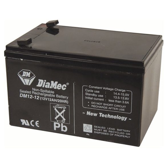 Diamec DM12-12 12V 12Ah zselés ólom akkumulátor gondozásmentes