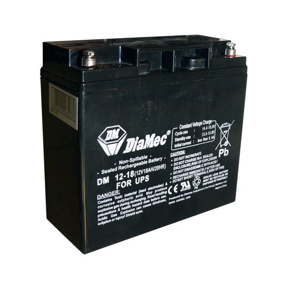 Diamec DM12-18 12V 18Ah zselés ólom akkumulátor gondozásmentes