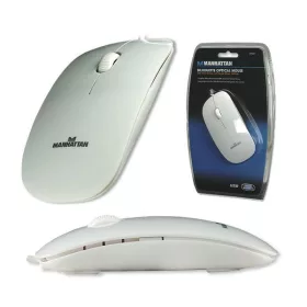   Manhattan Egér - Vezetékes USB egér (3 gomb és scroll, 1000 dpi, Fehér)