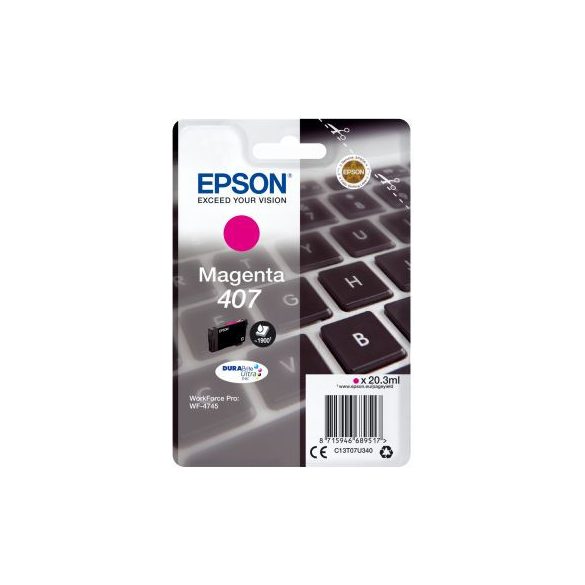 Epson T07U3 (407) magenta eredeti tintapatron