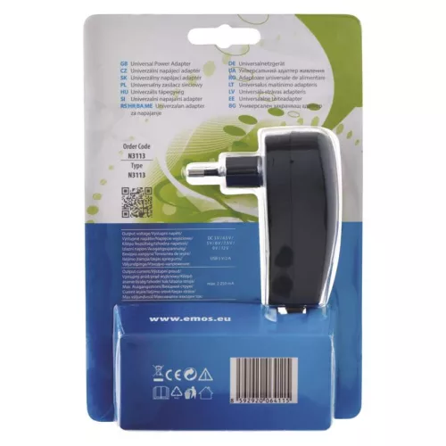 Emos N3113 univerzális töltőadapter 2 250 mA USB