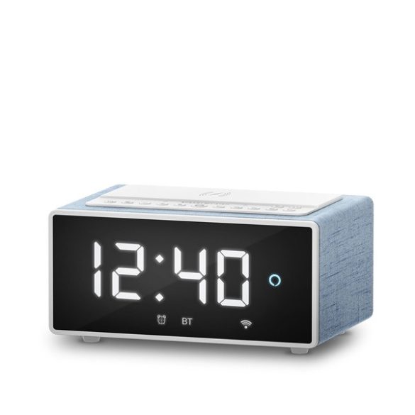 Energy Sistem Hangszóró BT -  Smart Speaker Wake Up (BT5.0, Wi-Fi, ALEXA; 10W, 5WQi; 3,5 mm, multiroom, alarm) kék/fehér