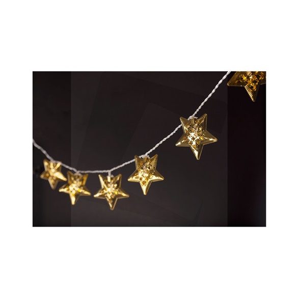 Entac ECL-MGS-10WW karácsonyi füzér fém arany csillag 10 led