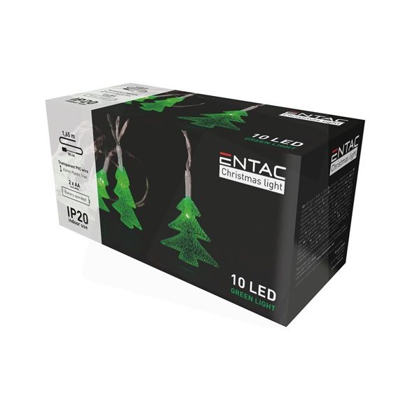 Entac ECL-PVCGT-10 karácsonyi füzér pvc zöld fenyőfa 10 led