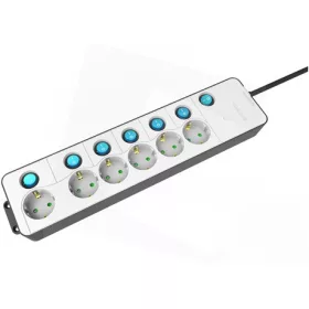   Entac ESE1.5G6-1.5-SW-W elosztó 6 foglalat különálló kapcsolóval 1.5m 3g1,5