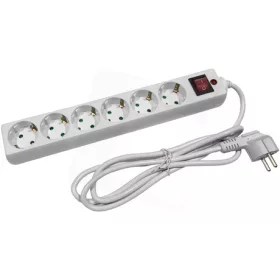   Entac ESE1.5G6-1.5-SW elosztó 6 foglalat kapcsolóval 1,5m 3g1,5