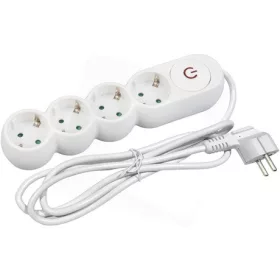   Entac ESERS1.5G4-5-SW design elosztó 4 foglalat kapcsolóval 5m 3g1,5