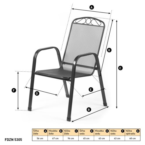 FIELDMANN FDZN 5305 kerti bútor szék, fém