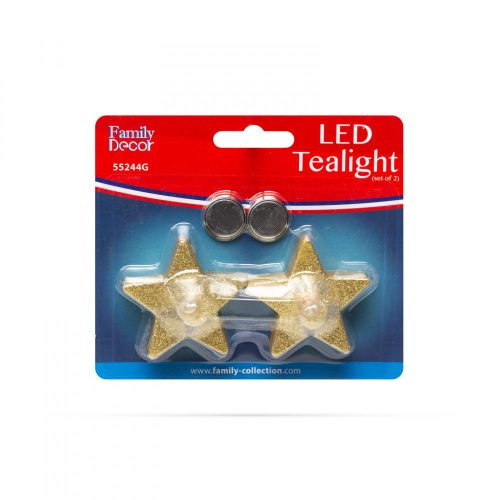 Family LED-es teamécses - CSILLAG alakú - arany színű - 2 db / bliszter (55244G)