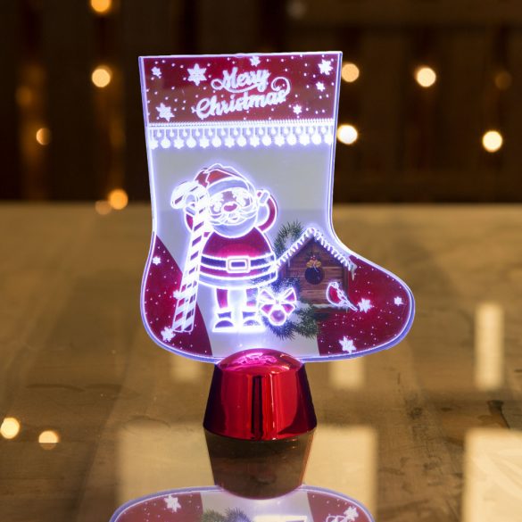 Family Karácsonyi asztali LED dekor - fényes talppal - csizma - 15 cm (55997A)