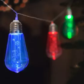   Family LED fényfüzér - Villanykörte - 10 LED - 1,9 méter - színes - 2 x AA (56531)