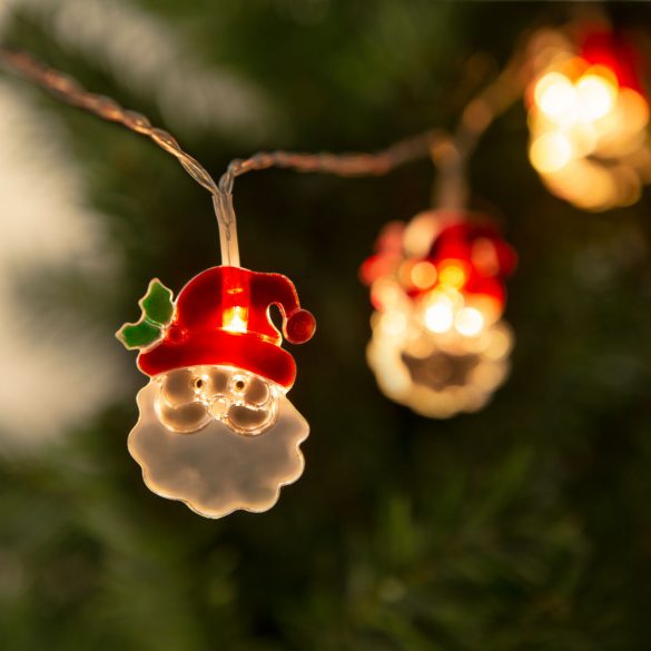 Family Karácsonyi LED fényfüzér - mikulás - 10 LED - 2 x AA - 1,35 m (56532)