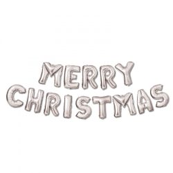   Family 3D Karácsonyi "Merry Christmas" lufi - ezüst (58081A)