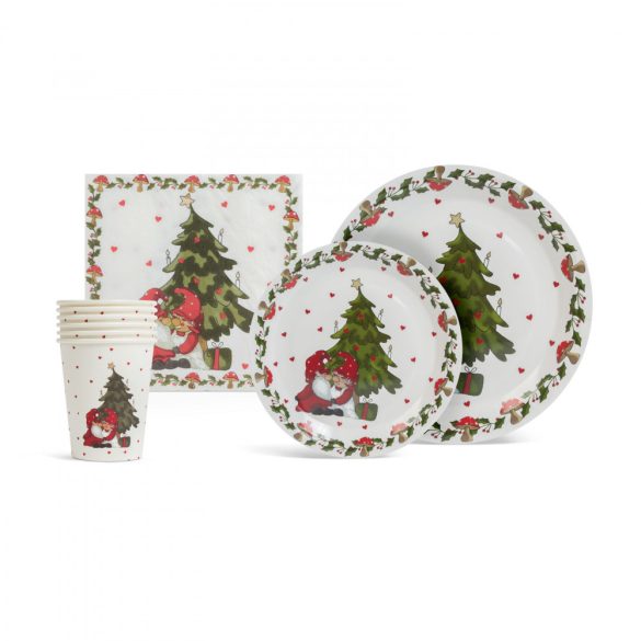 Family Karácsonyi papír teríték szett - 12 tányér, 6 pohár, 20 szalvéta (58224B)