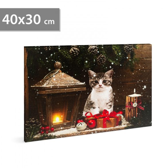 Family Karácsonyi LED-es hangulatkép - fali akasztóval, 2 x AA, 40 x 30 cm (58451)