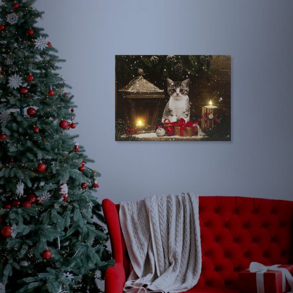 Family Karácsonyi LED-es hangulatkép - fali akasztóval, 2 x AA, 40 x 30 cm (58451)