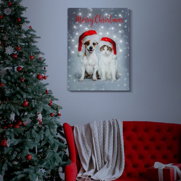Family Karácsonyi LED-es hangulatkép - fali akasztóval, 2 x AA, 30 x 40 cm (58452)