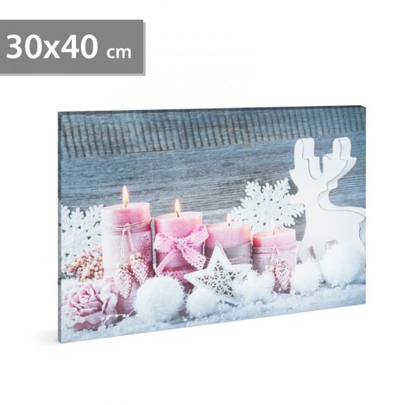 Family Karácsonyi LED-es hangulatkép - fali akasztóval, 2 x AA, 40 x 30 cm (58453A)