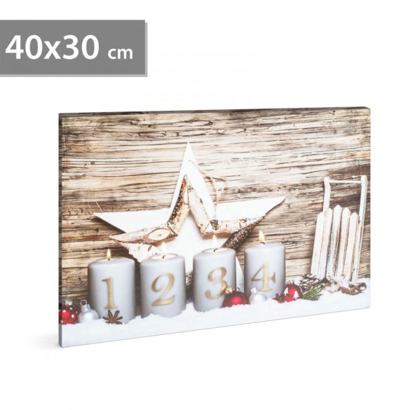 Family Karácsonyi LED-es hangulatkép - fali akasztóval, 2 x AA, 40 x 30 cm (58453B)