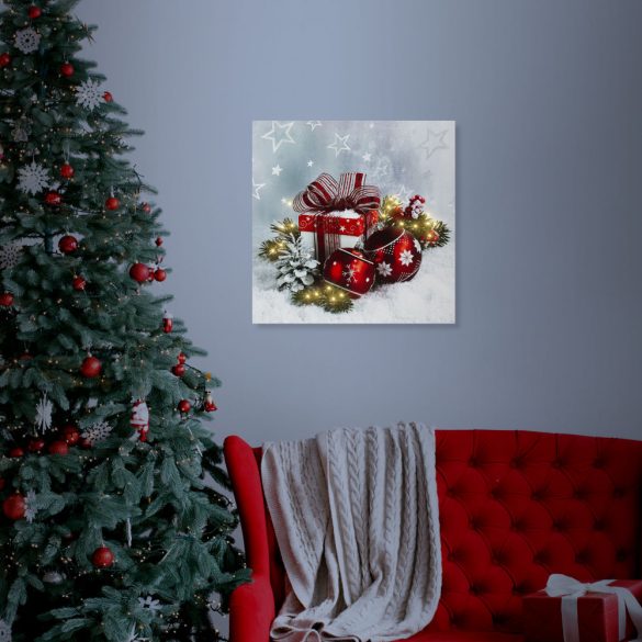 Family Karácsonyi LED-es hangulatkép - fali akasztóval, 2 x AA, 30 x 30 cm (58454B)