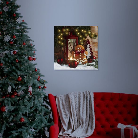 Family Karácsonyi LED-es hangulatkép - fali akasztóval, 2 x AA, 30 x 30 cm (58454D)