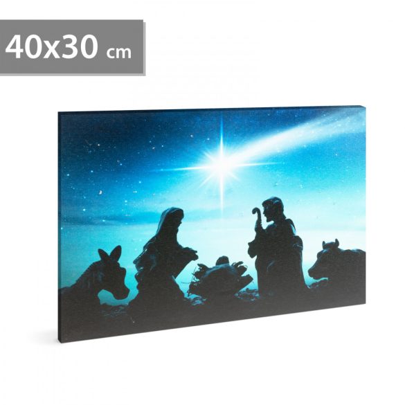Family Karácsonyi LED-es hangulatkép - fali akasztóval, 2 x AA, 40 x 30 cm (58455)