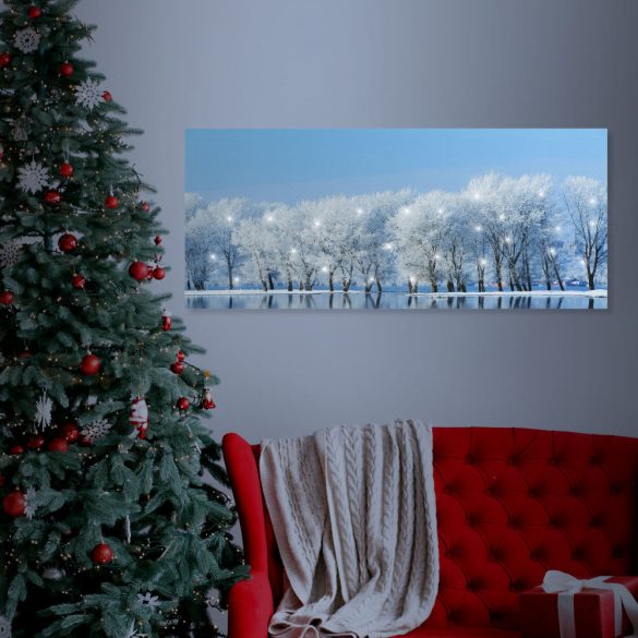 Family LED-es fali hangulatkép - téli táj -  2 x AA, 70 x 30 cm (58480A)