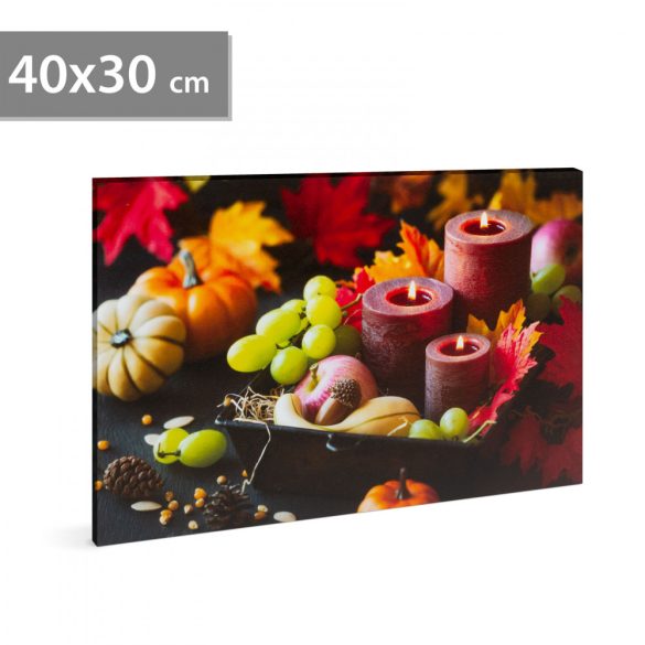 Family LED-es fali hangulatkép - gyertyák -  2 x AA, 40 x 30 cm (58501)
