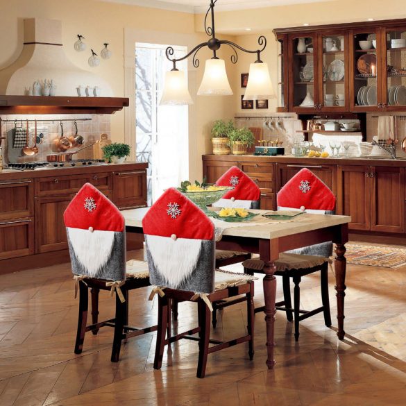 Family Karácsonyi székdekor - skandináv manó - 50 x 60 cm - piros/szürke (58735A)