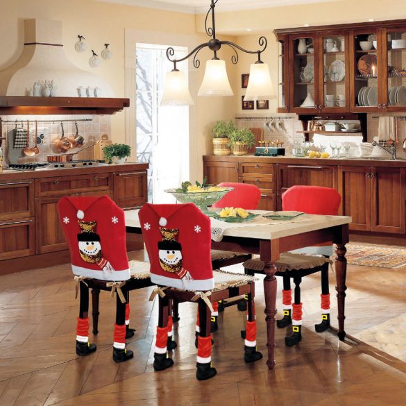 Family Karácsonyi székdekor szett - Hóember - 50 x 60 cm - piros/fehér (58737B)