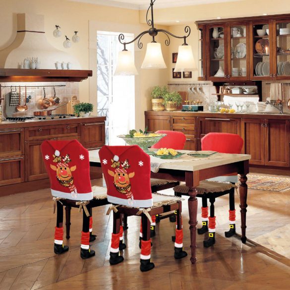 Family Karácsonyi székdekor szett - Rénszarvas - 50 x 60 cm - piros/fehér (58737C)