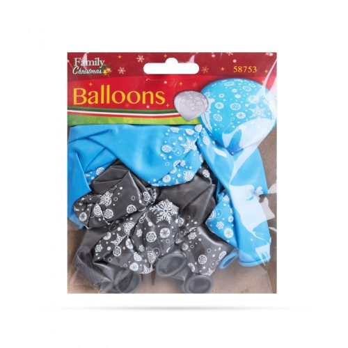 Family Lufi szett - kék-ezüst, karácsonyi motívumokkal - 12 db / csomag (58753)