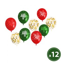   Family Lufi szett - piros, zöld, arany, karácsonyi motívumokkal - 12 db / csomag (58754)