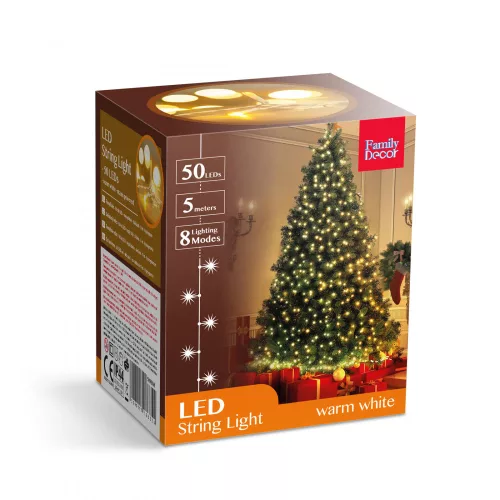 Family Fényfüzér - 50 db LED - melegfehér - hálózati - 5 m - 8 program (58900A)