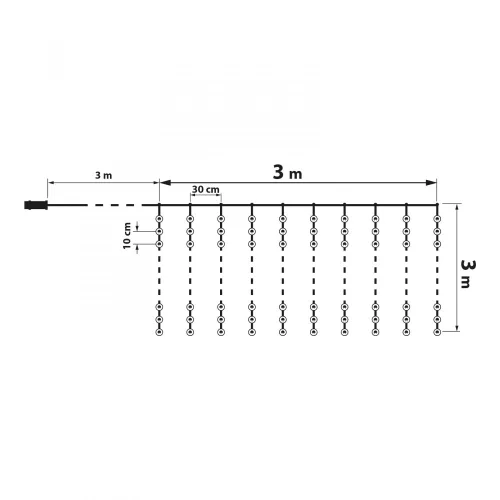 Family Fényfüggöny - 300 db hidegfehér microLED-del - 3 x 3 m - 230V - távirányítós (58905B)