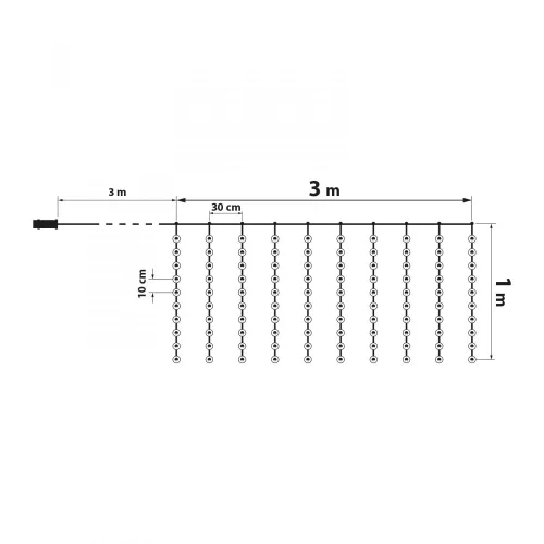 Family Fényfüggöny - 100 db melegfehér LED-del - 3 x 1 m - 230V - távirányítós (58906A)