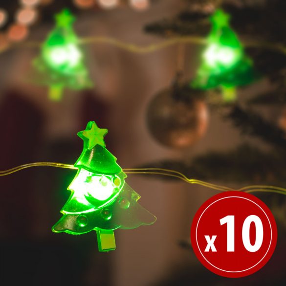 Family LED fényfüzér - karácsonyfa - 10 LED - 1,2 méter - melegfehér - 2 x AA (58922)