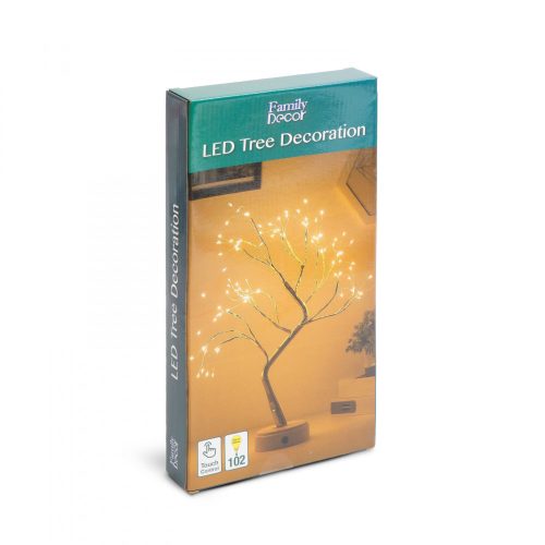 Family LED-es asztali fa dekoráció - melegfehér - érintőgombos, elemes (58930)