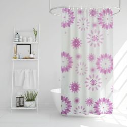 Zuhanyfüggöny - virág mintás - 180 x 180 cm (11528A)